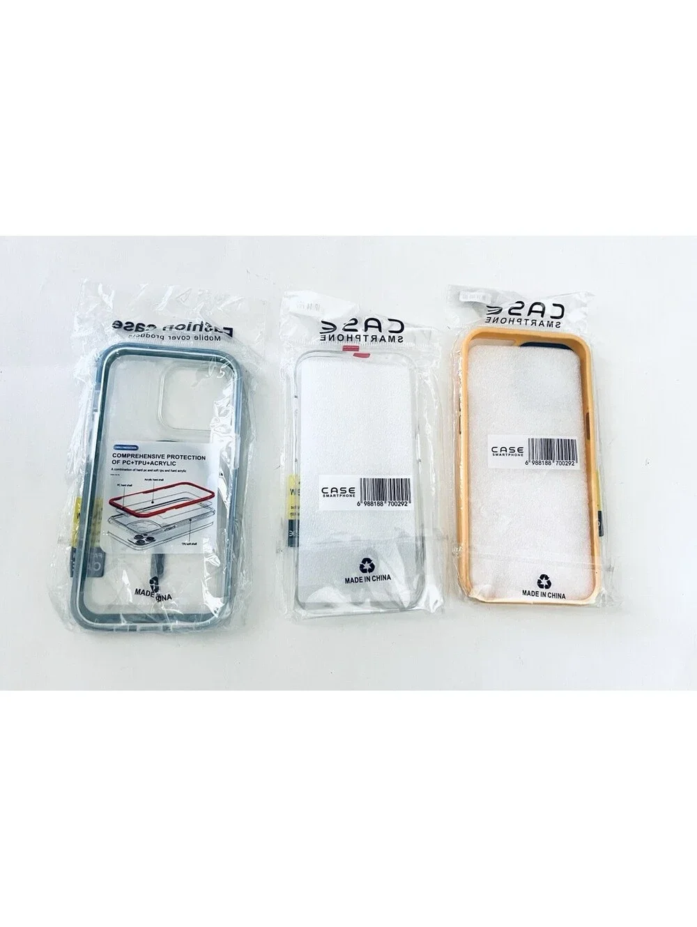 3-Pack iPhone 14 Pro Cases Clear Teal Orange Ring Stand Bumper New